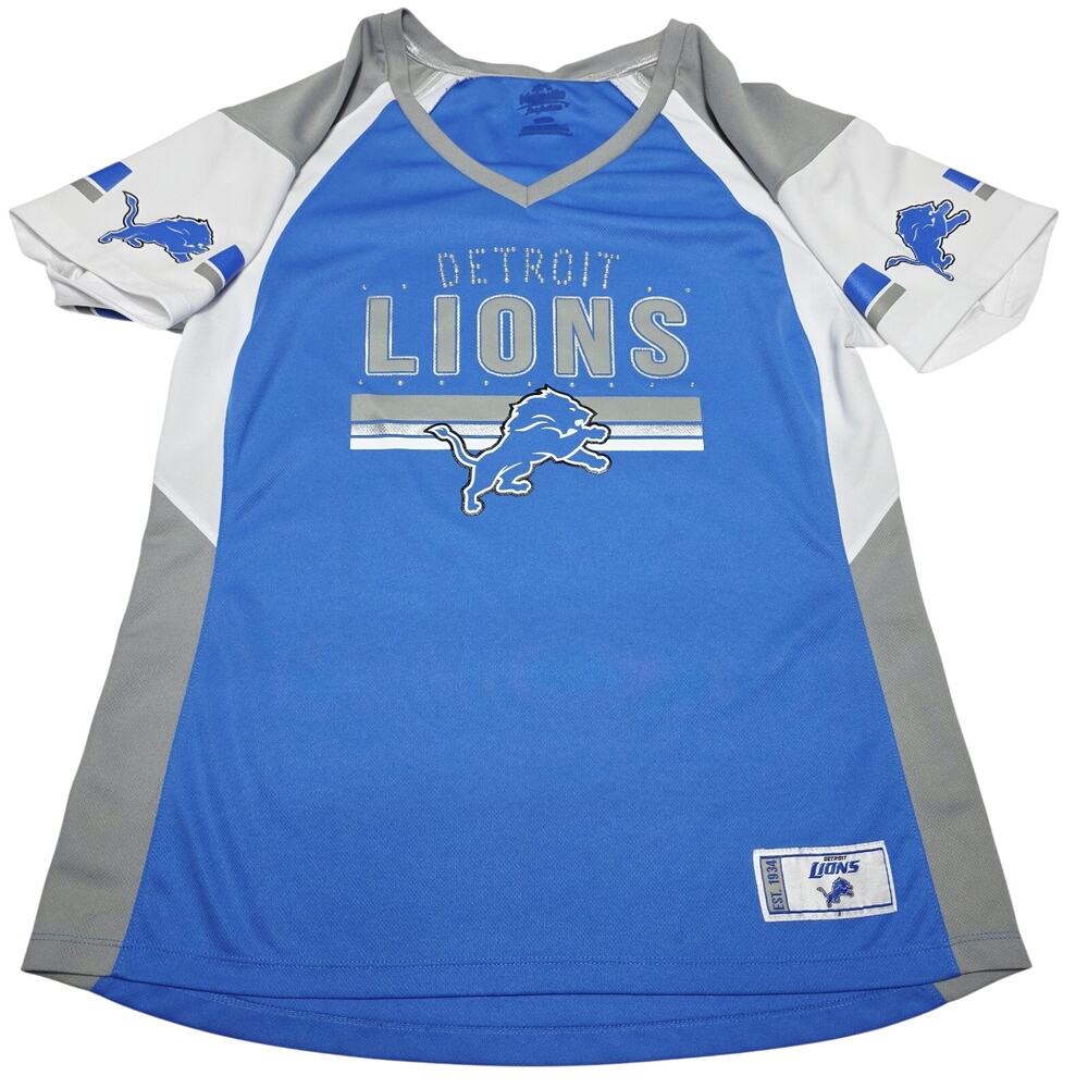 Majestic Detroit Lions Football Rhinestone Graphic Jersey NFL Women's XL